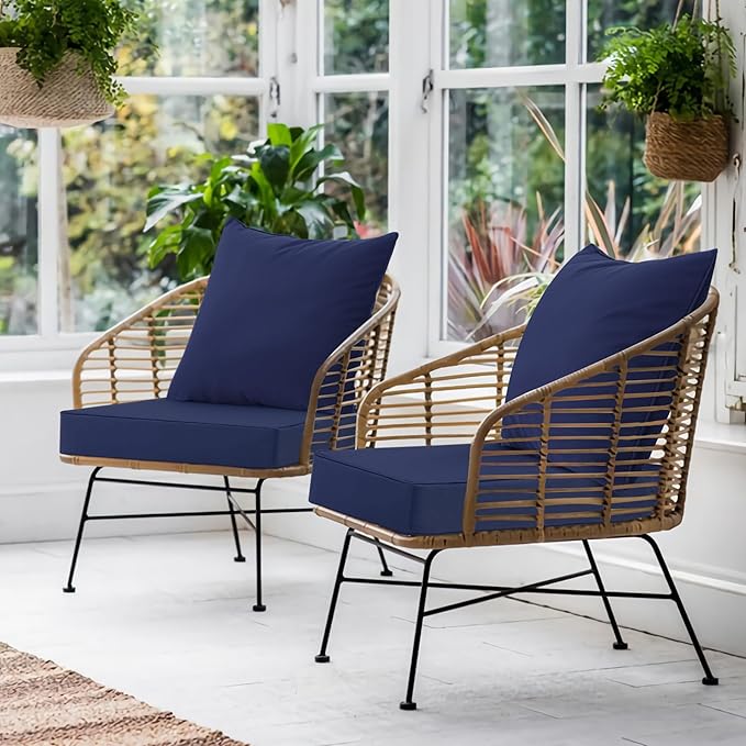 Favoyard Outdoor Seat Cushion Set 19 x 19 Inch Waterproof & Fade Resistant Patio Furniture Cushions with Removable Cover Deep Seat & Back Cushion with Handle and Adjustable Straps for Chair Sofa Couch-VerdiqueGarden