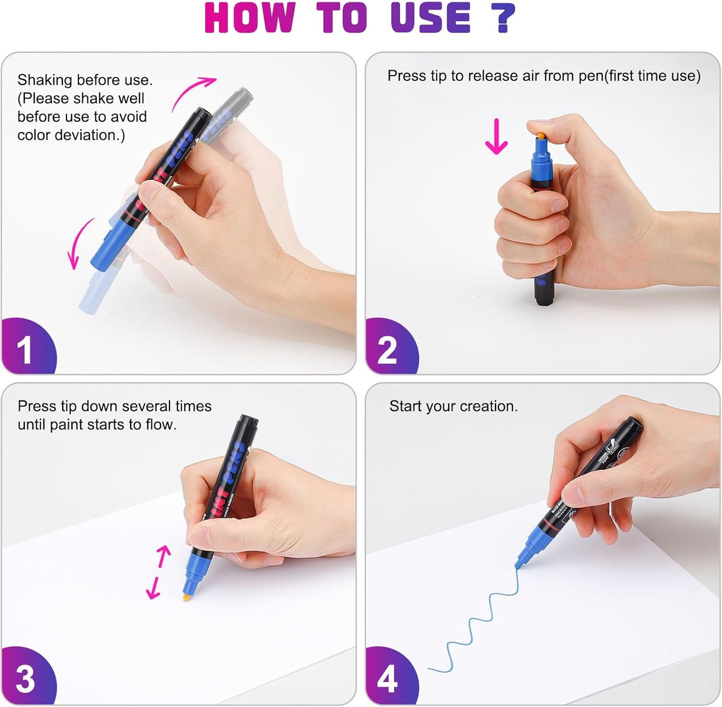 Silver Paint Pens Paint Markers - 12 Pack Permanent Quick Dry Waterproof Marker Pens for Rocks Wood Fabric Plastic Canvas Glass Mugs Metal Tire Stone-VerdiqueGarden