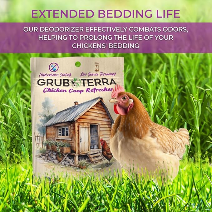 GrubTerra Coop Refresher Odor Freshener for Chicken Pen, Suitable for Chicken Waterer and Chicken Feeder, Smell Control Solution for Clean and Fresh Chicken Living Environment-VerdiqueGarden