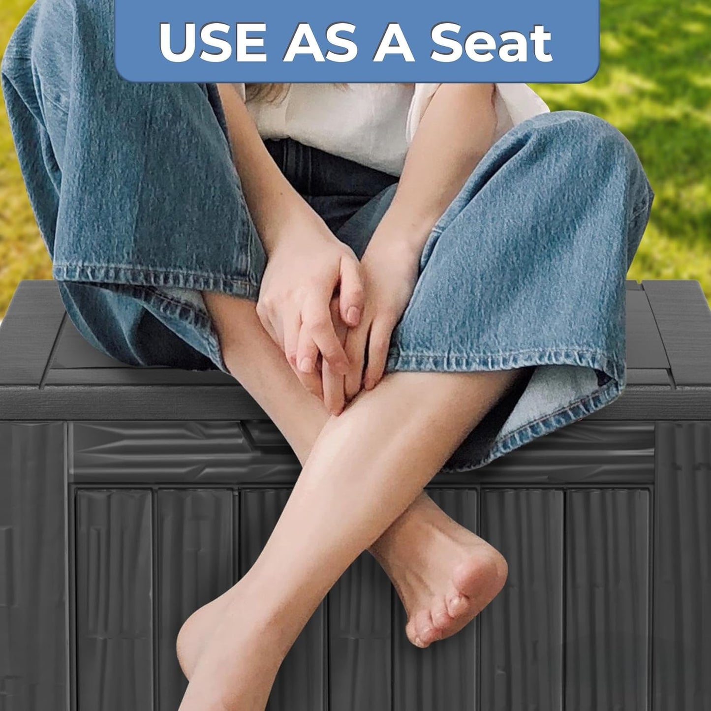 35 Gallon Resin Deck Box, Waterproof Outdoor Storage Bin for Patio, Poolside, and Garden, Lockable & UV-Resistant, Ideal for Small Spaces, Black-VerdiqueGarden