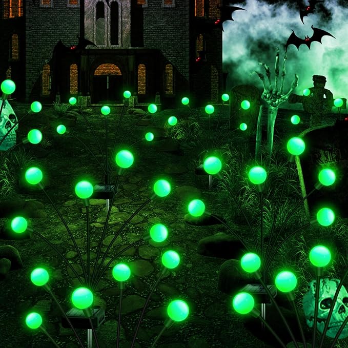 Solar Garden Lights Outdoor, 4 Pack 24LED Waterproof Solar Powered Lights for Yard Pathway Patio, Swaying Lawn Decor as Gardening Gifts for Women Holiday(4 Pack Green)-VerdiqueGarden