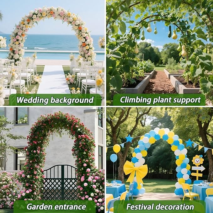 100% Metal Garden Arch Trellis for Climbing Plants Outdoor, Assemble Freely 2 Sizes,Pumpkin Archway Outdoor Garden Arbors and Arches for Wedding Party Decoration-VerdiqueGarden