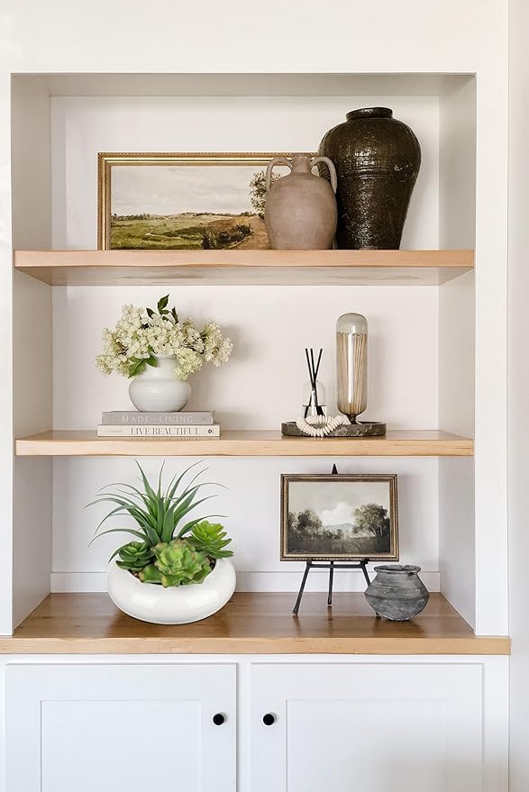 Large Artificial Succulents Plants Faux Succulents in Pots Fake Succulent Arrangement Potted Plants with White Ceramic Pot for Office Desk Bathroom Shelf Living Room Indoor & Outdoor Home Decor-VerdiqueGarden