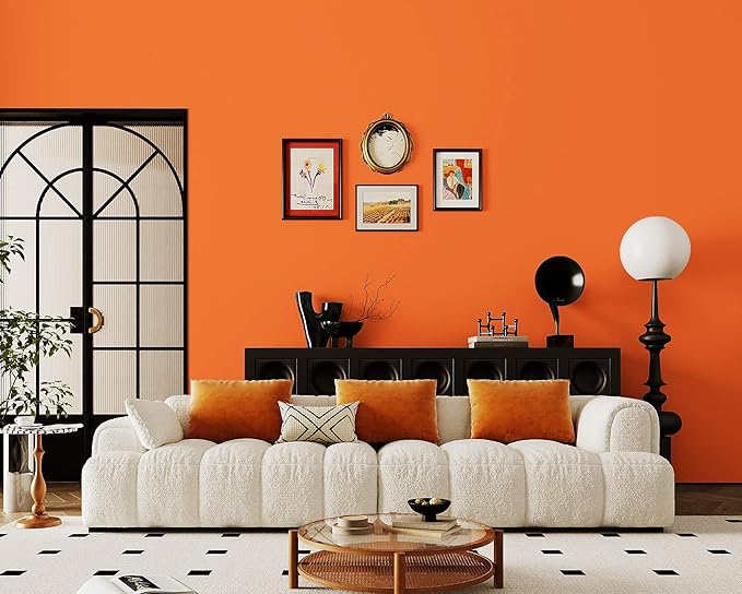 Dimoon 393''x17.7'' Orange Peel and Stick Wallpaper Contact Paper Modern Self Adhesive Wall Paper Removable Renter Friendly Textured Solid Color Shelf Vinyl Roll (393''x17.7'',Tropical Orange)-VerdiqueGarden