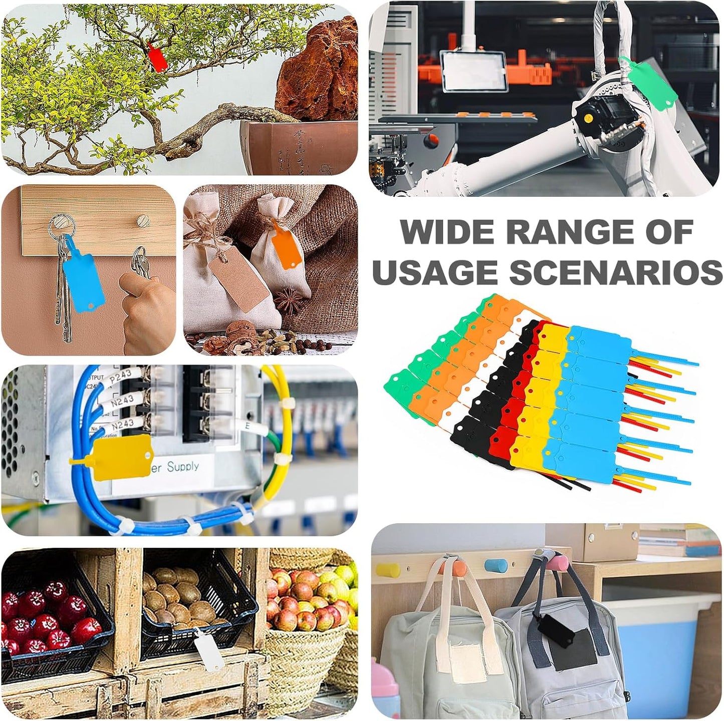 100pcs Blank Plastic Tags for Labeling Reusable Hanging Tags Ties Key Tag Storage Labels Waterproof Plastic Mark Label Writable Hang Sign with One Marker Pen (White)-VerdiqueGarden