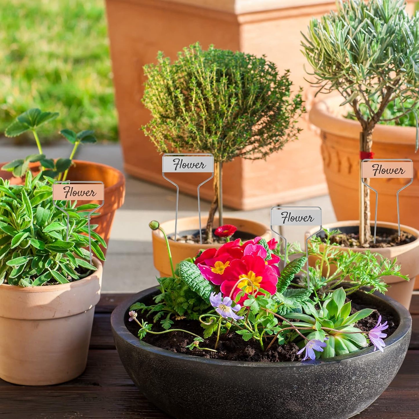 80 Pcs 10" High Plant Labels, Include 40 Copper Metal Plant Tags and 40 Weatherproof Garden Aluminum Markers Bulk with Marker Pen Reusable Seedling Sign Nursery Tag for Outdoor Herb Vegetable Flower-VerdiqueGarden