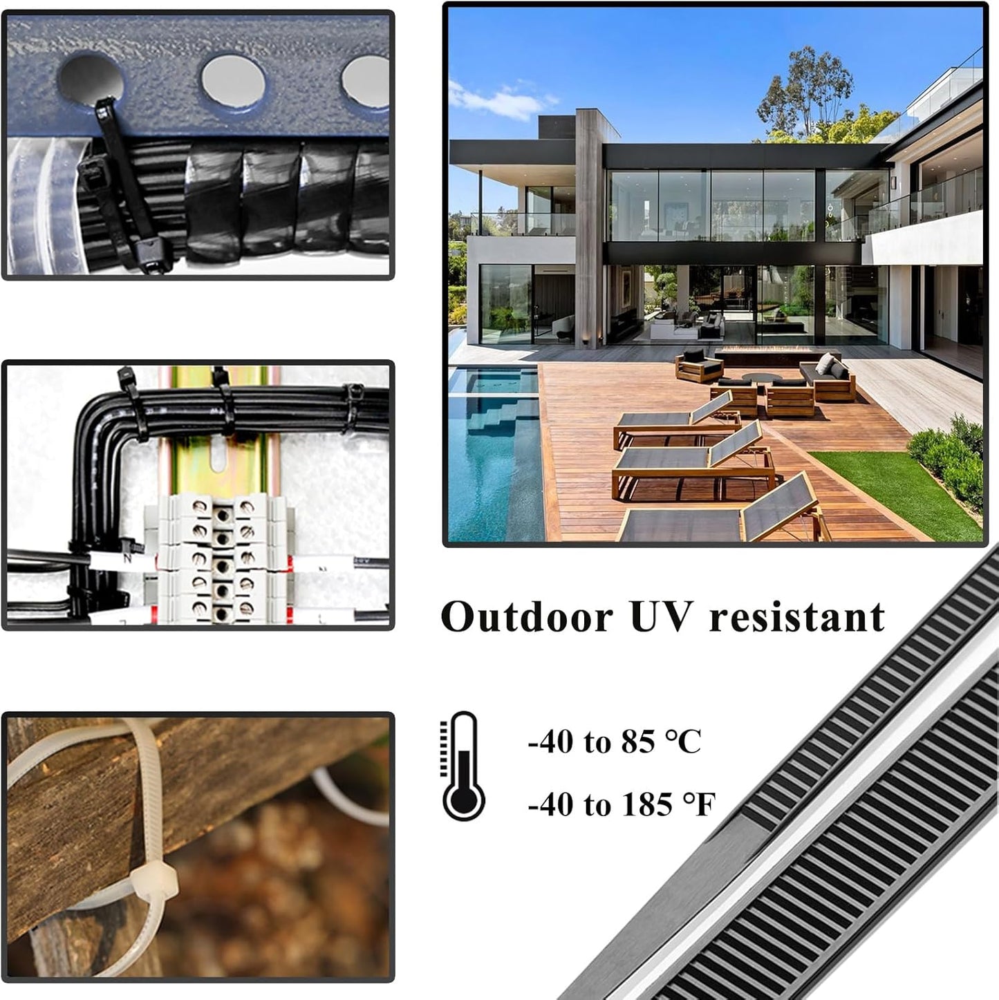 4 Inch White Cable Tie Zip Ties Nylon Zip Ties Plastic Ties 100Pcs-VerdiqueGarden