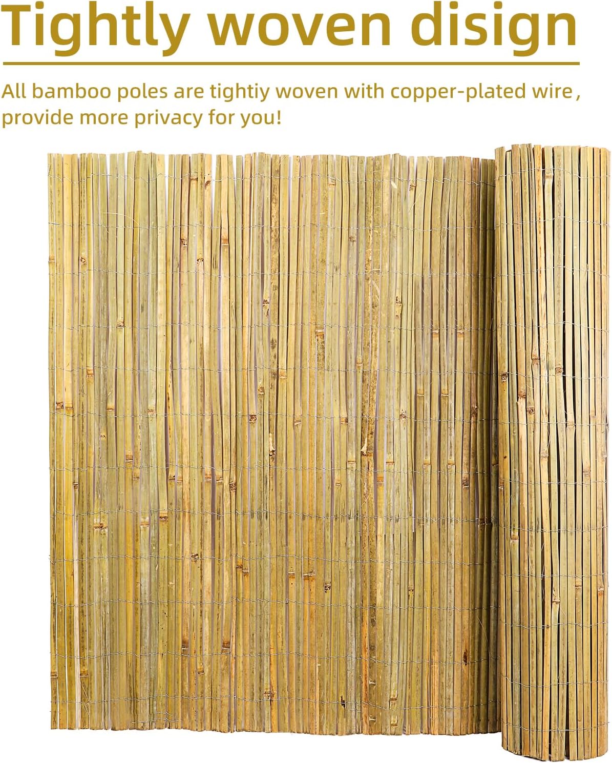 Natural Bamboo Slat Screening,6FT x 13FT Bamboo Fence Panel for Garden Privacy Fence Screen for Indoor or Outdoor (1.8m x 4m Approx)-VerdiqueGarden