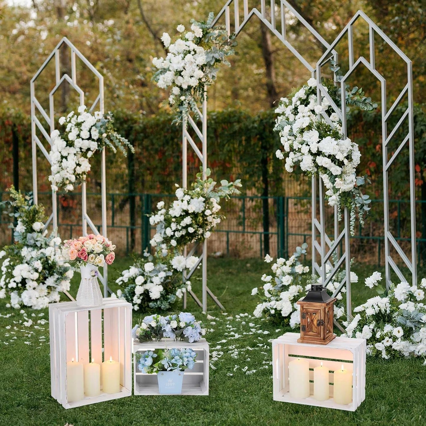 Soaoo 5 Pcs Decorative Nesting Wooden Crates for Storage Display 5 Size Large Small Rustic Wood Decorative Storage Crates with Handle Farmhouse Crate Box Container Made from Pine(Painted White)-VerdiqueGarden