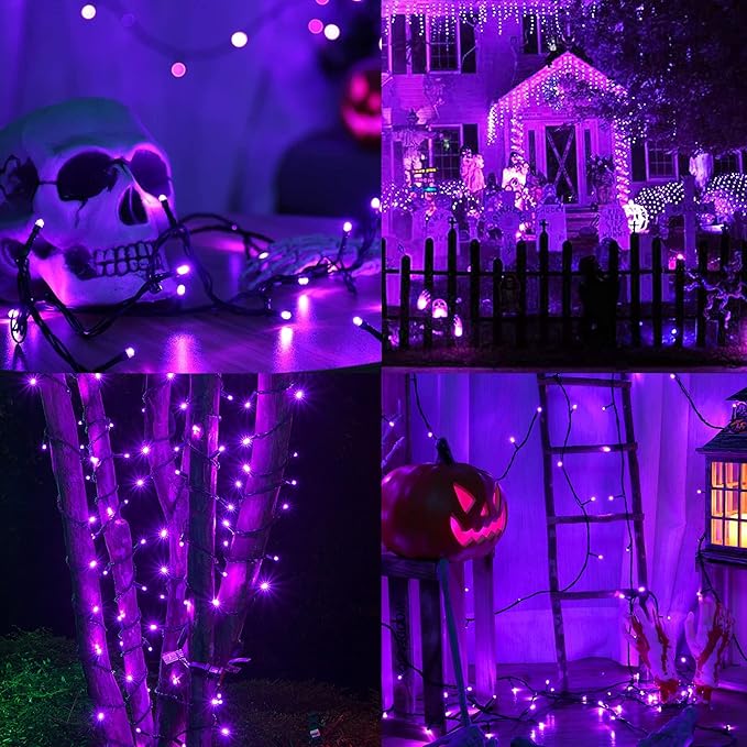 weillsnow 164FT 500 LED Purple Christmas Lights, 8 Modes Waterproof Plug in String Lights for Halloween Christmas Indoor Outdoor Yard Party Wedding Garden Home Decorations (Purple, 164FT)-VerdiqueGarden