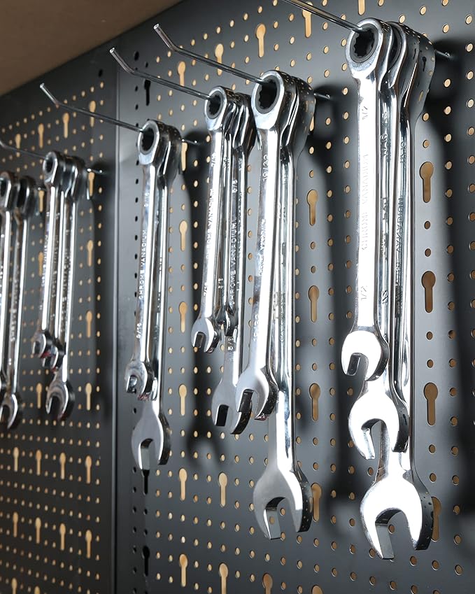 48inch Workbench with Peg Board, Multipurpose Tool Organizer and Work Bench with Double Storage Platform, Workbench in Garage Workshop (48" x 24" x 61")-VerdiqueGarden