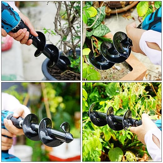 Utoolmart Auger Drill Bit for Planting Set of 3, (1.6x8.7, 1.8x14, 3.1x12) Easy Planter Garden Auger - Bulb & Bedding Plant Augers - Posthole Digger for 3/8” Hex Drive Drill-VerdiqueGarden