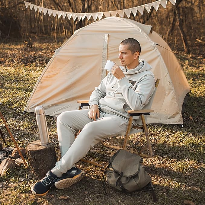 Outvita Portable Folding Camping Chair, 2pcs Ultralight Low Beach Chair, Durable Aluminum Frame Armchairs for Hiking Concert Fishing Picnic, Supports 225Lbs-VerdiqueGarden