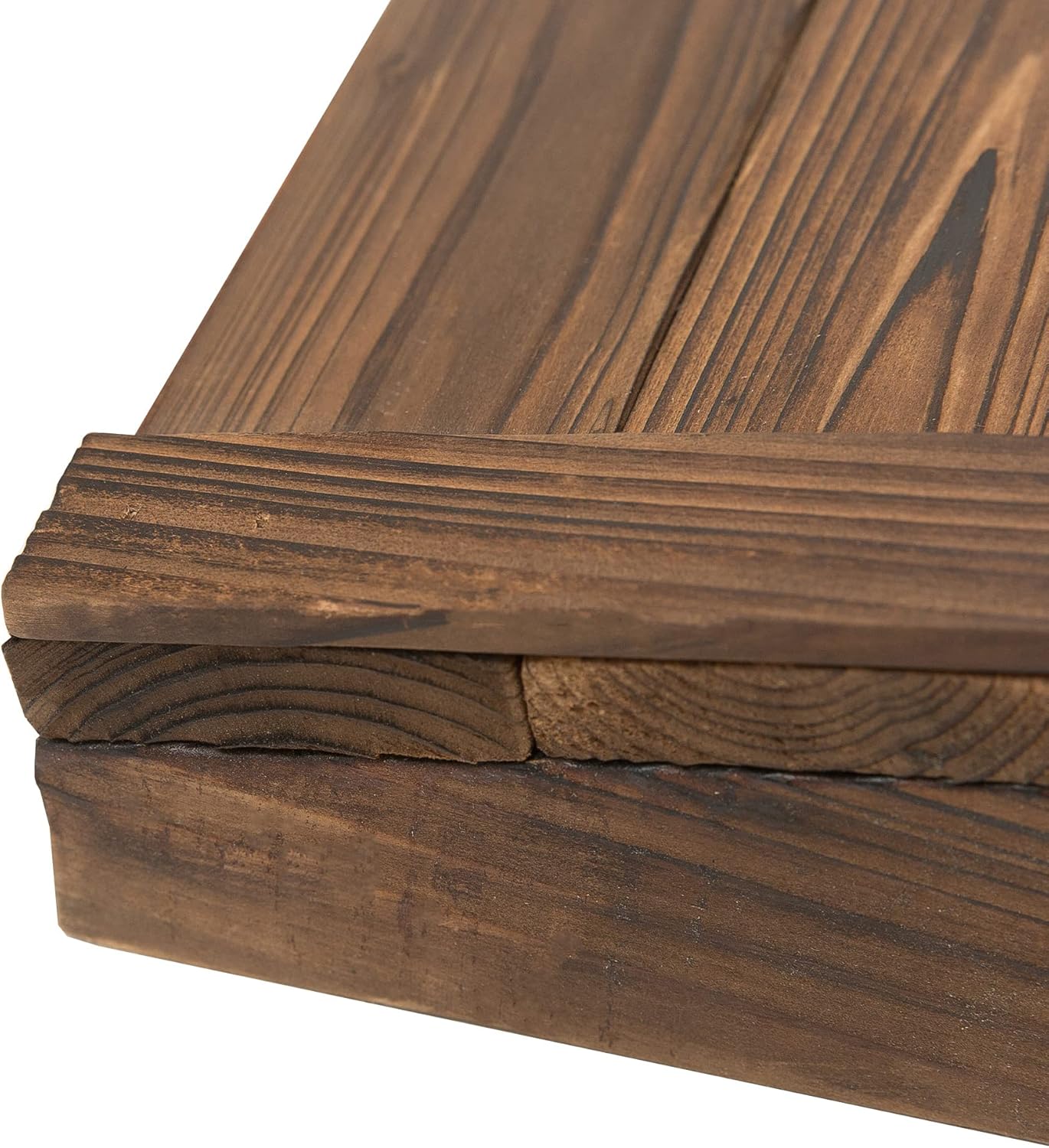 Outsunny 3.3ft Wooden Garden Bridge Arc Footbridge with Half-Wheel Style Railings & Solid Fir Construction, Stained Wood-VerdiqueGarden