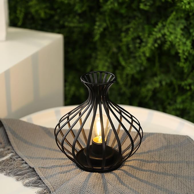 JHY DESIGN Decorations Outdoor Table Lamp Nightlight 7.5''High Modern Style Battery Powered Lamp with 6-Hours Timer Feature Decorative Bedside Lamp for Room Indoor Outdoor Table Garden Party-VerdiqueGarden