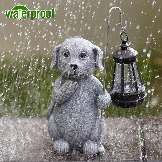 Garden Decor Solar Statues for Mom Grandma Birthdays for Women Sister Wife Lady - Front Patio Balcony Yard Art Lawn Ornaments Porch Outdoor Outside Decorations (Dog)-VerdiqueGarden