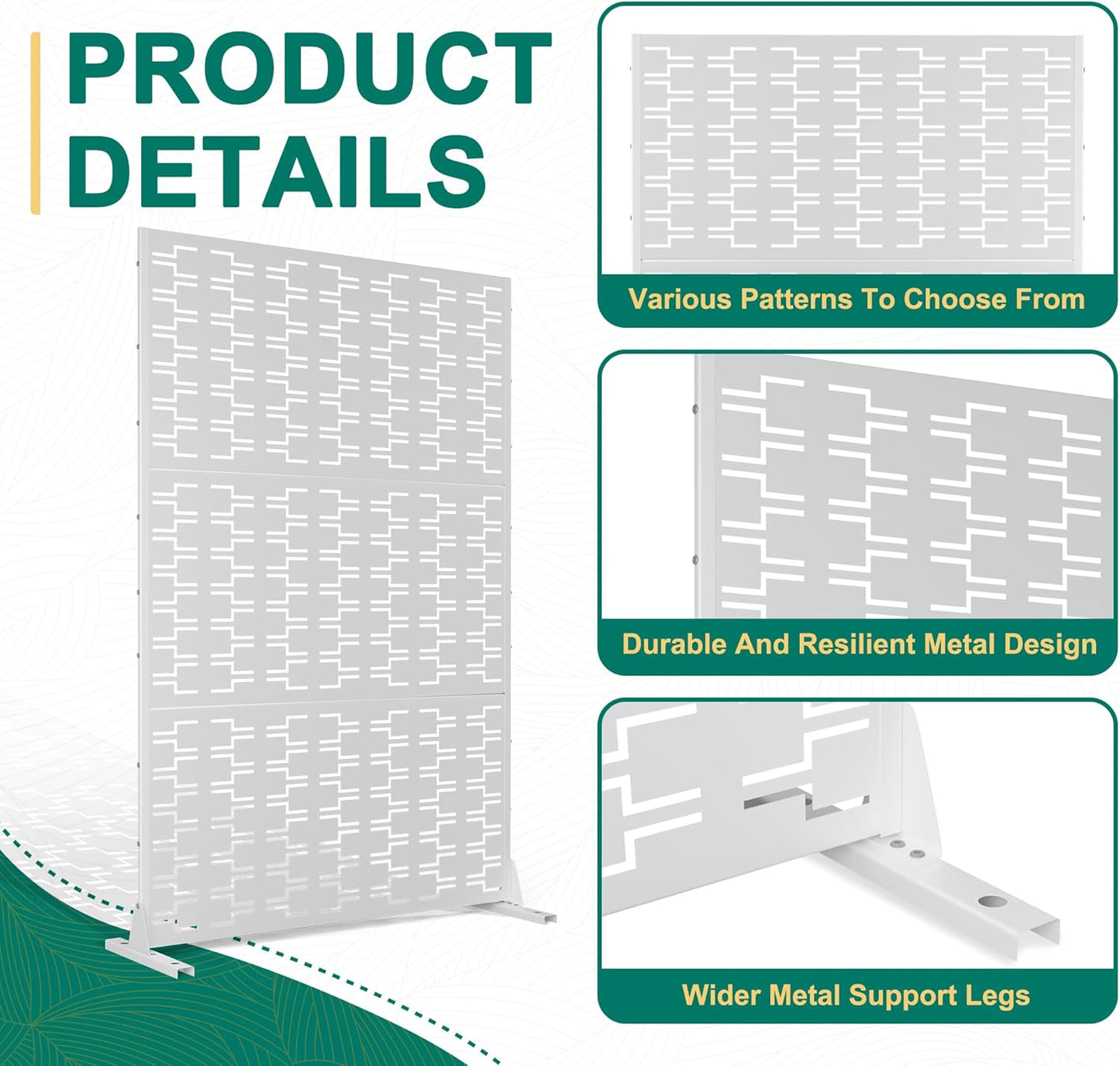 72" H×47" W Metal Privacy Screen Outdoor Privacy Screen Freestanding, Outdoor Privacy Screens and Panels for Patio Lawn Deck(Consists of 3 Panels)-VerdiqueGarden