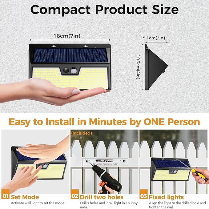 Large Solar Motion Lights Outdoor, 318 LED Super Bright Shed Lights with 3 Lighting Mode, IP65 Waterproof Solar Bar Light, Great for Outside Wall Yard Chicken Coop Garden - 2 Pack-VerdiqueGarden