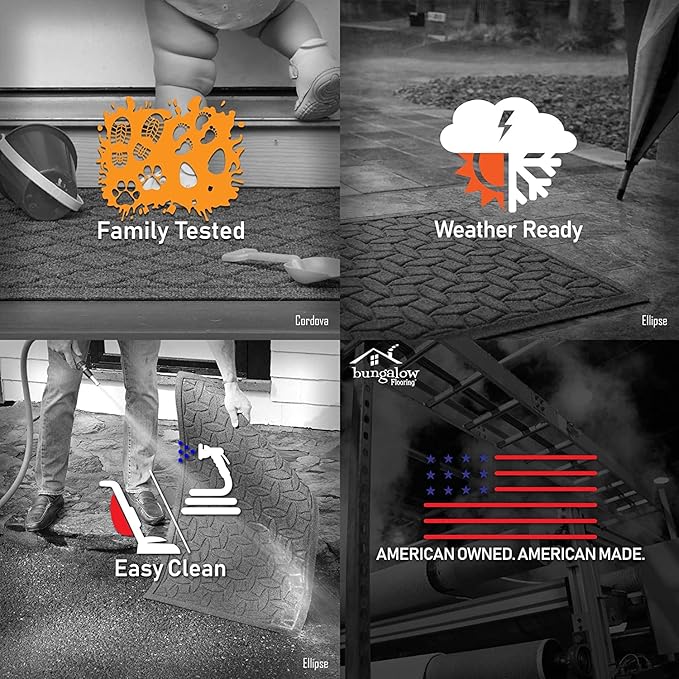 Waterhog Stair Treads (Set of 4) – 8 1/2 x 30 Inches, Durable,Water-Trapping, Indoor/Outdoor Floor Covering, Boxwood Collection – Made in USA, Evergreen