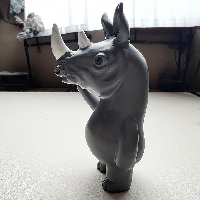 Jxueych Rebellious Rhino Figurine, Miniature Resin Rhino Standing 4 Inch, Adorable Mini Rhino - The Perfect Blend of Power and Charm for Your Home Decor!-VerdiqueGarden