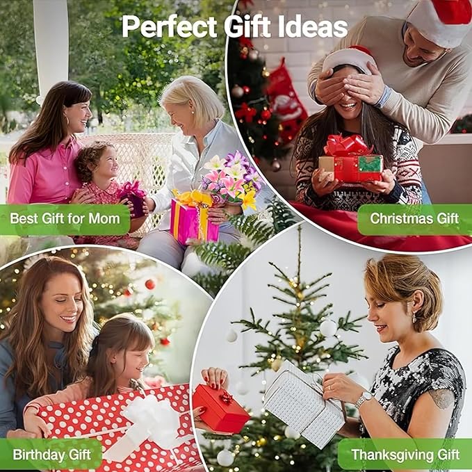 Solar Garden Lights 6 Pack 24 Lily Flowers with Butterfly Decor, Waterproof Solar Flower Lights for Outdoor - Upgraded Decorative Lilies for Yard, Patio, Pathway Decorations & Gardening Gifts-VerdiqueGarden