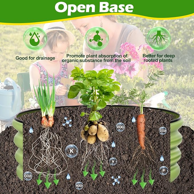 (2 Pack 2x2x1.4ft Galvanized Raised Garden Bed, Deep Metal Garden Bed, Large Raised Garden Beds Outdoor, Raised Beds for Gardening for Vegetables, Flowers, Fruits-VerdiqueGarden