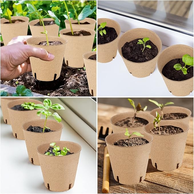 100PCS Peat Pots, 3.15Inch Seed Starting Pots with Drainage Holes Round Nursery Pot, Garden Germination Nursery Pot Bonus 20 Plant Labels-VerdiqueGarden