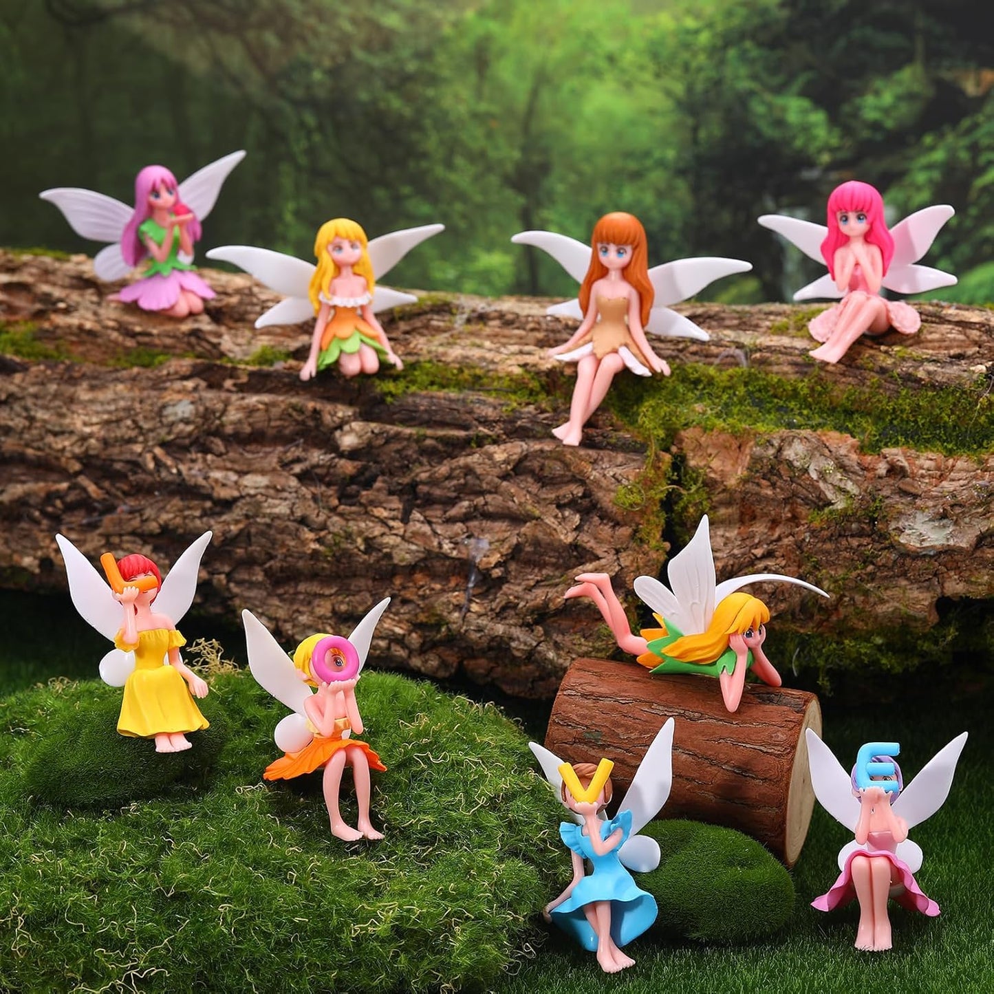 12 Pcs Miniature Fairy Figurines, Hand-Painted Small Flower Fairies with Wings for Garden Decor, Cake Topper & Landscapes-VerdiqueGarden