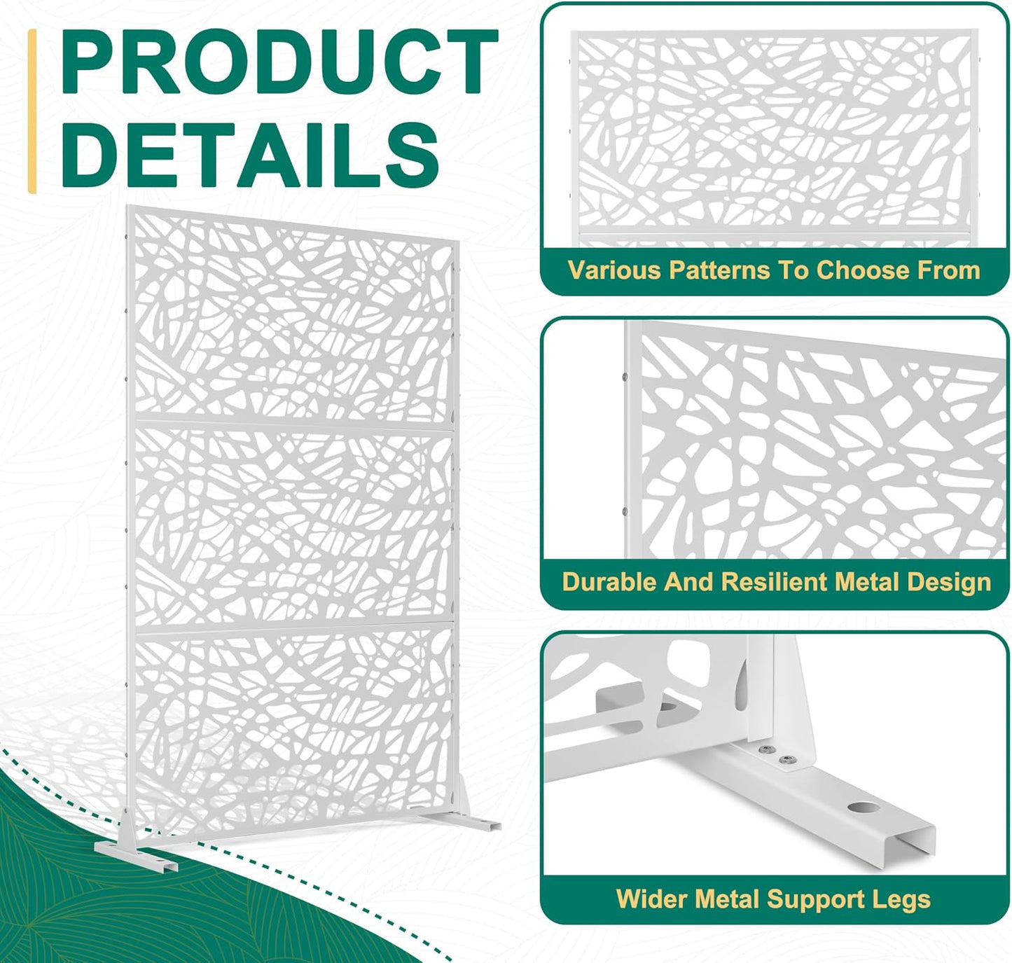 72" H×47" W Metal Privacy Screen Outdoor Privacy Screen Freestanding Outdoor Privacy Screens and Panels for Patio Lawn Deck (Consists of 3 Panels)-VerdiqueGarden