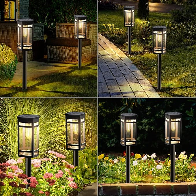 12 Pack Solar Lights Outdoor Waterproof for Garden Pathway Walkway Driveway Yard Lawn Decorative Landscape Lighting. (Warm White Light, 12)-VerdiqueGarden