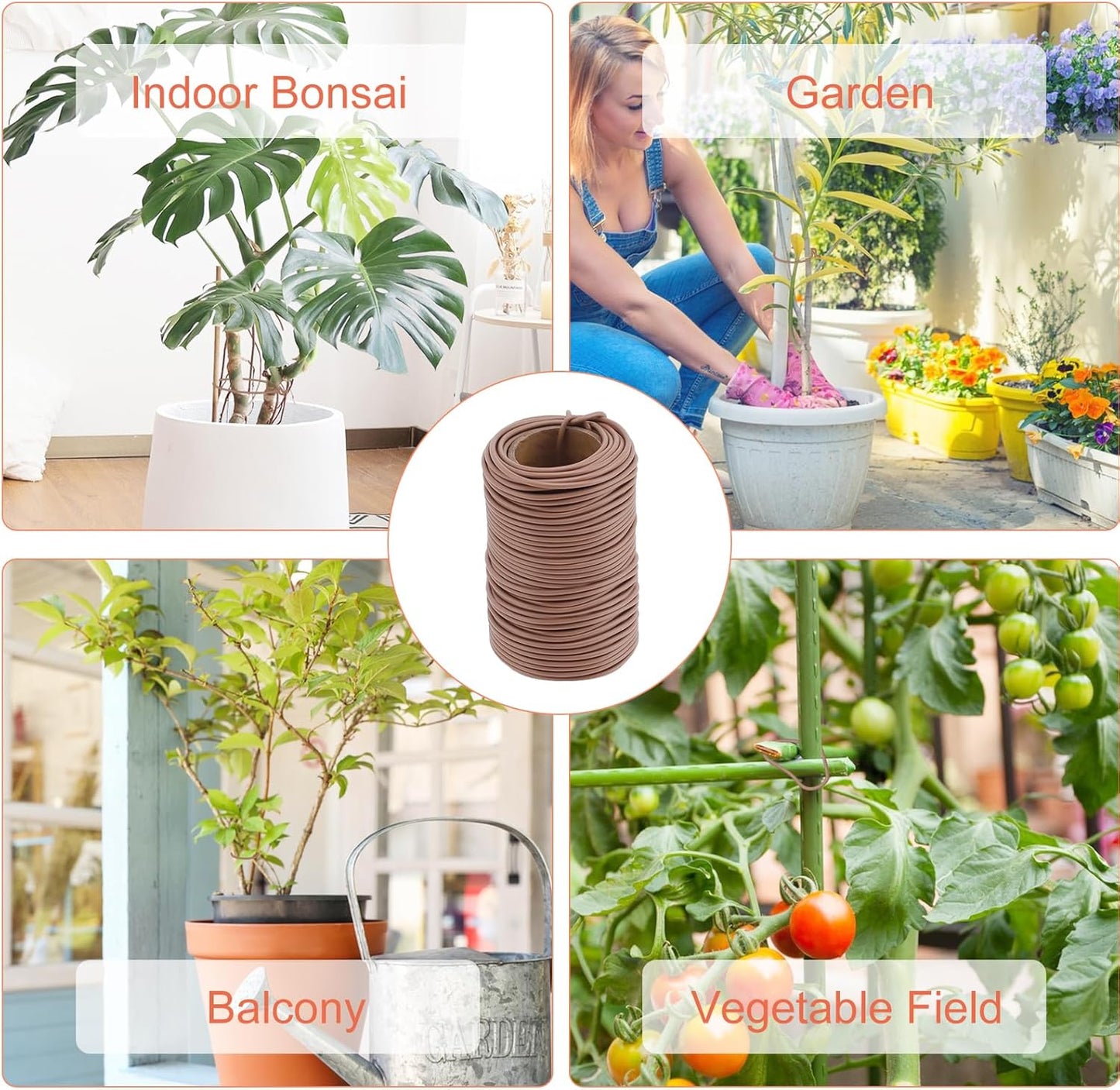 130 Feet Soft Plant Tie Brown Twist Garden Ties for Plants Gardening Home Office Organization TPR Garden Ties Supplies with 2.5mm Diameter-VerdiqueGarden