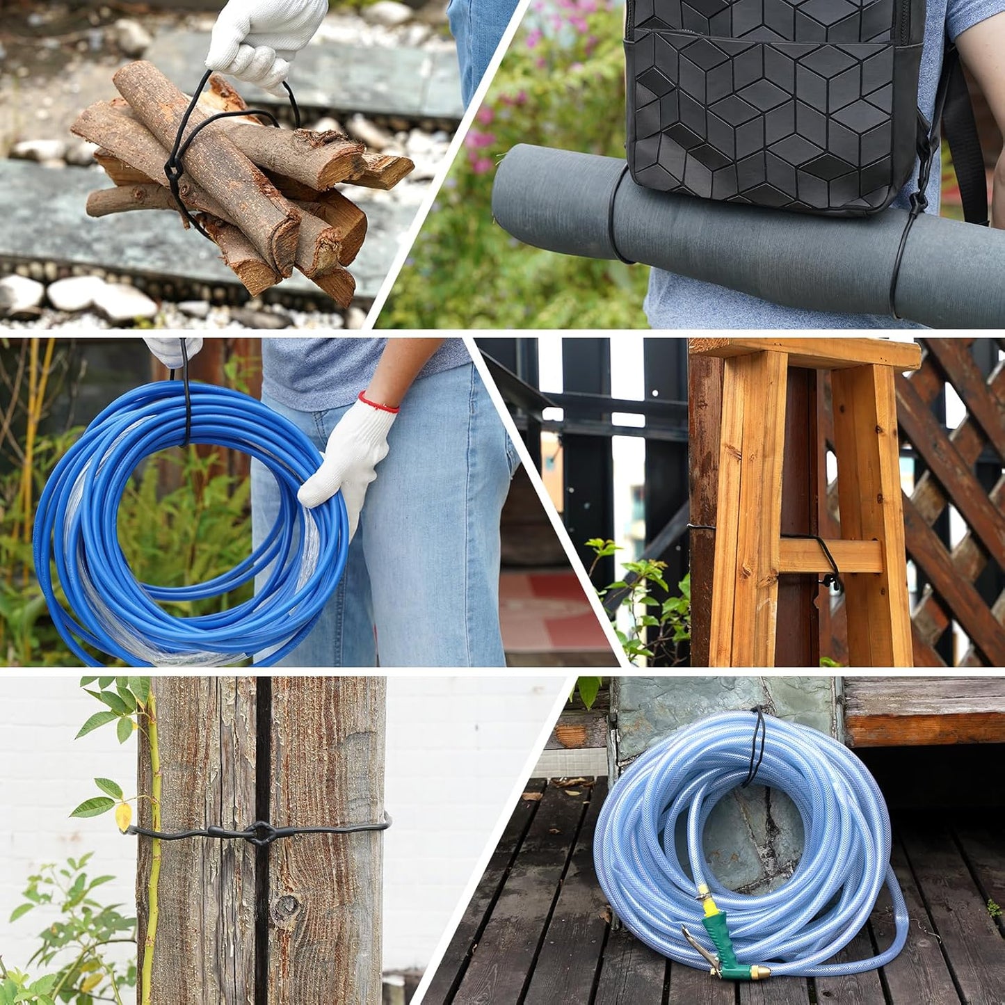 Reusable Rubber Twist Ties - 32-Inch Bendable Heavy Duty, Black Silicone Ties for Bundling and Holding, Indoor/Outdoor Use (8pcs)-VerdiqueGarden