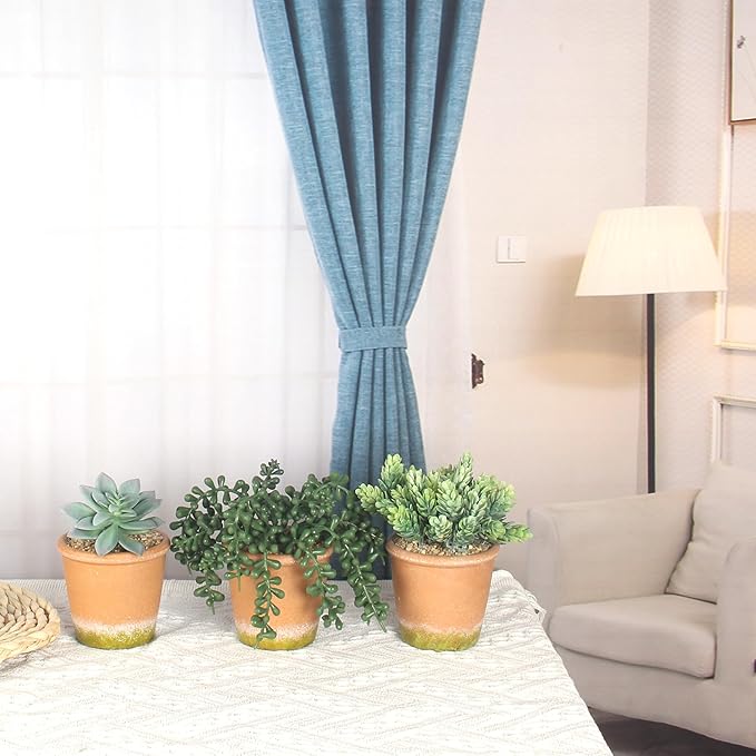 3 Pcs Artificial Succulent Plants Potted False Succulent Plants Potted Faux Potted Plant Family Office Bookshelf Decor-VerdiqueGarden