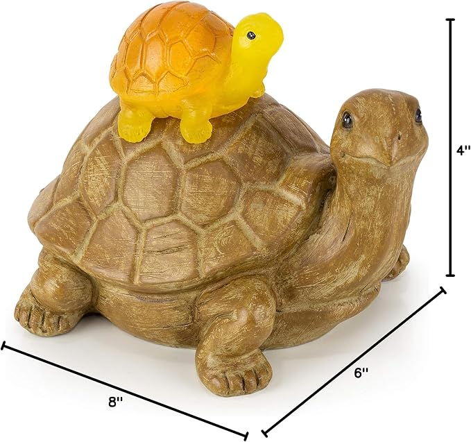 VP Home Mom and Baby Turtle Solar Powered LED Outdoor Decor Garden Light Great Addition for Your Garden, Solar Powered Light Decorations Gifts for Outside Patio Lawn Yard-VerdiqueGarden