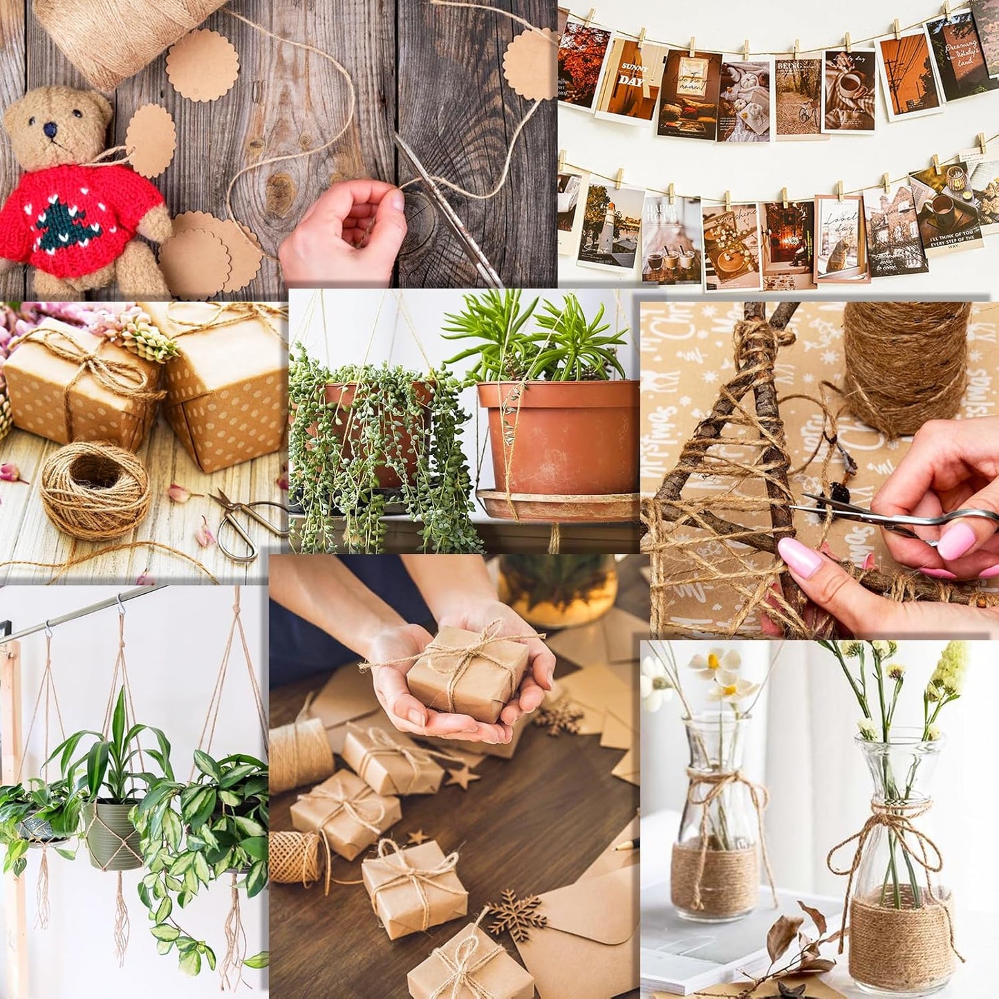 XSEINO 3600 Feet Natural Jute Twine Strong Garden Twine Rope for Arts Crafts Gift Wrapping Gardening Tomato Climbing Plant Tie Floristry Packing Decor-VerdiqueGarden