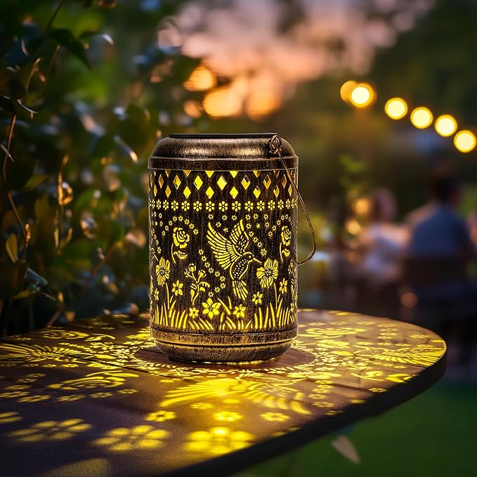 Solar Lanterns Outdoor Hanging Waterproof,Hummingbird Garden Decor Gifts for Women Mom, Solar Lights Metal Fall Decoration Outside for Yard, Patio,Garden,Backyard,Porch-VerdiqueGarden