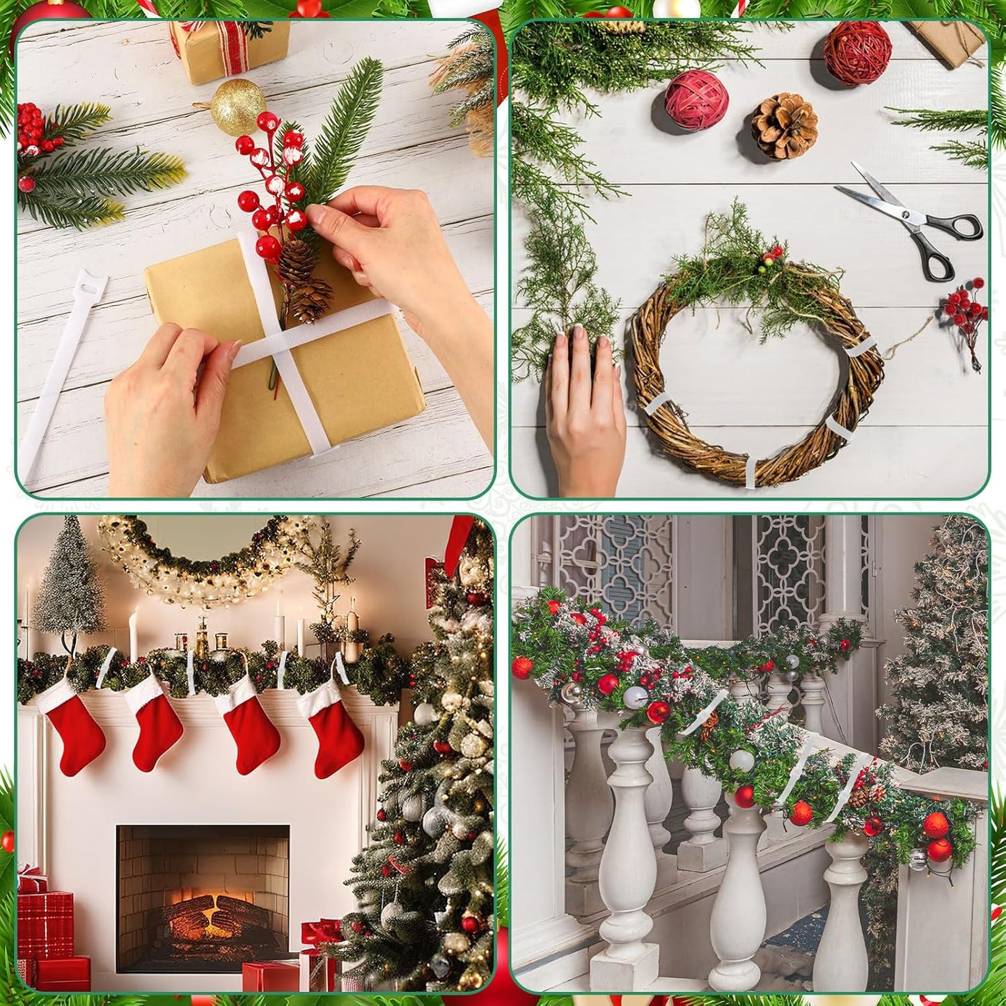 100 Pcs Christmas Garland Ties 12Inch Adjustable Holiday Garland Twist Ties for Holiday Christmas Halloween Tree Wreath Party Yard Wall Doorway Reusable Nylon Garden Cable Straps Decoration(White)-VerdiqueGarden