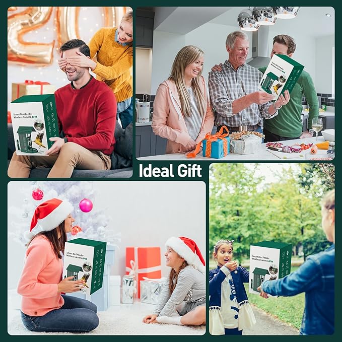 Soliom- Bird Feeder with Camera, 5W Solar Powered, AI Identify Species, Smart Wild Bird Watching, 2K Live View, Instant Arrival Alerts,Large 2.7L Seed Capacity, Metal Squirrel Chew-Proof - BF08 Green-VerdiqueGarden