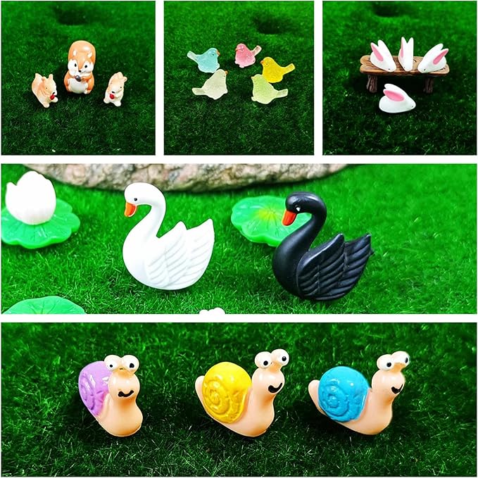 100 Pcs Mini Resin Animals Figures, Forest Tiny Plastic Animals Figurines to Hide Miniature Fairy Garden Decorations Accessories-VerdiqueGarden