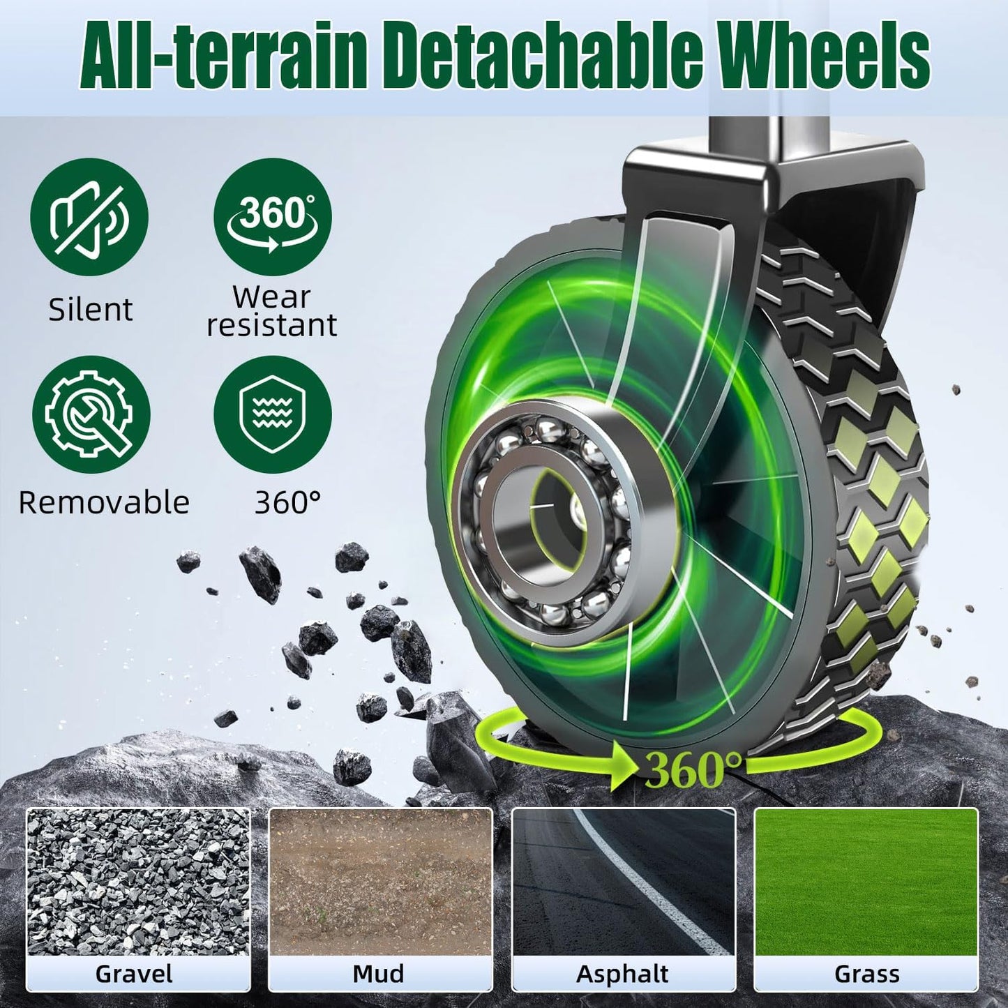 Collapsible Wagon Cart Foldable 37" L 480lbs Capacity, Heavy Duty Beach Wagon, Shopping Carts with Wheels for Grocery, Camping, Shopping, Beach, Fishing, Garden Cart-VerdiqueGarden