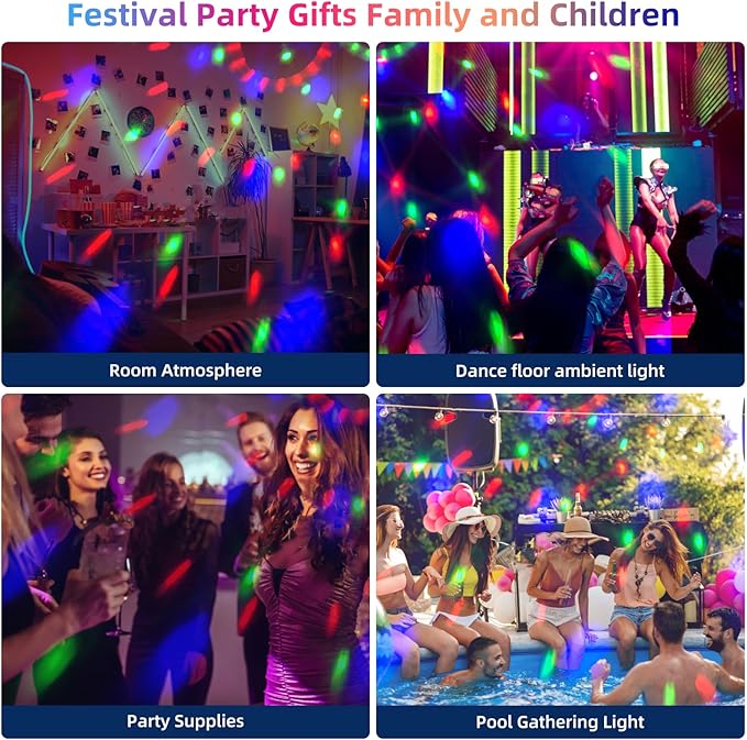 4-Pack DJ Disco Ball, Party Lights Sound Activated with Remote, Strobe Light for Home Room Dance Birthday Party Supplies, Stage Lamp for New Years Birthday Halloween Christmas Decorations-VerdiqueGarden