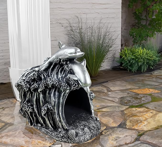 Dolphin Statue 3" x 4" Gutter Downspout Extension,Garden Outdoor Animal Decor Sculpture, Gutter Diverter Rain, Splash Block, Decorative Gutter Extender Diverter Ornament-VerdiqueGarden
