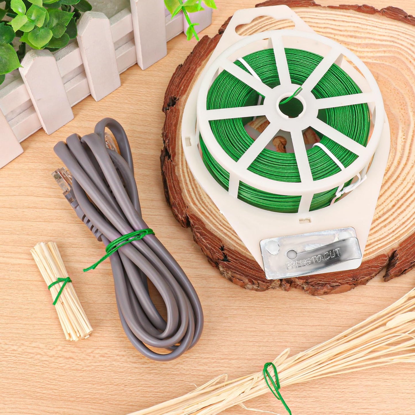 12 PCS Green Twist Ties - Each Reel 656 Feet Multipurpose Garden Plant Cable Ties for Indoor and Outdoor Plants, Green Cable Ties, Reusable Plant Wire for Patio, Lawn and Garden-VerdiqueGarden