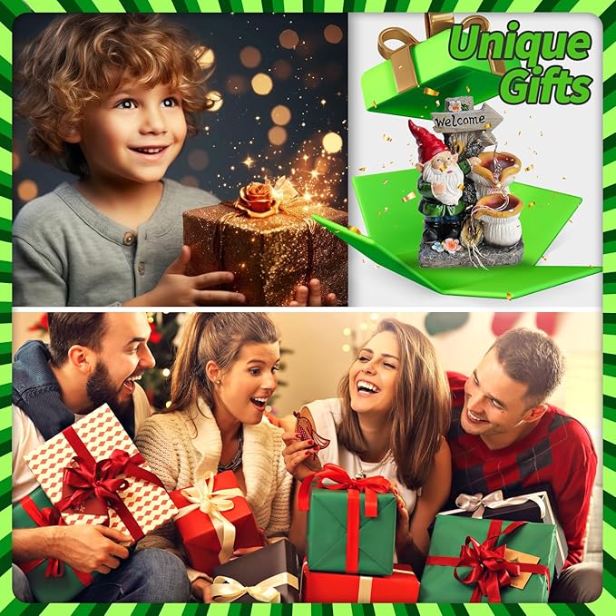 mopha Garden Gnomes Statues Outdoor Decor with Flowing Water Solar Lights Resin Figurines Outside Decoration for Patio Yard Lawn Porch Ornaments Clearance Gardening Gift-VerdiqueGarden