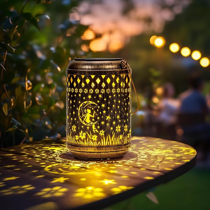 Solar Lanterns Outdoor Hanging Waterproof,Fairy Garden Decor Gifts for Women Mom, Solar Lights Metal Fall Decoration Outside for Yard, Patio,Garden,Backyard,Porch-VerdiqueGarden