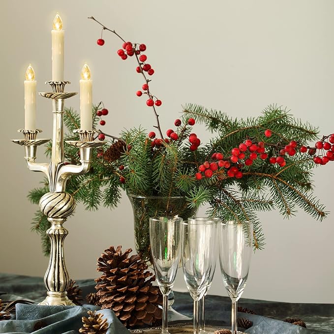 Flickering Flameless Window Candle LED Christmas Tree Candle Lights Warm White Battery Operated Electric Taper Candles with Remote Perfect for Home Garden Wedding Parties Decor (12 PCS,Ivory)-VerdiqueGarden