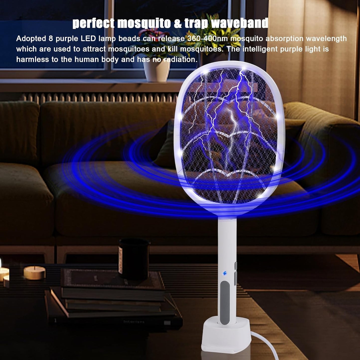 Electric Fly Swatter Rackets, 2-in-1 Handhold Bug Zapper with 3000V High Voltage, Plug-in Mosquito Killer Insect Light Trap with 3 Layer Safety Mesh Portable for Indoor Outdoor Use (2)-VerdiqueGarden