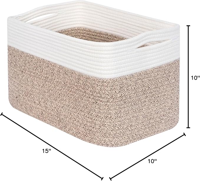 MINTWOOD Design Storage Basket for Shelves, Decorative Baskets for Organizing, Book Basket, Storage Cube Bin Box, Woven Closet Organizer, Pantry Closet and Shoe Basket, Light Brown-VerdiqueGarden