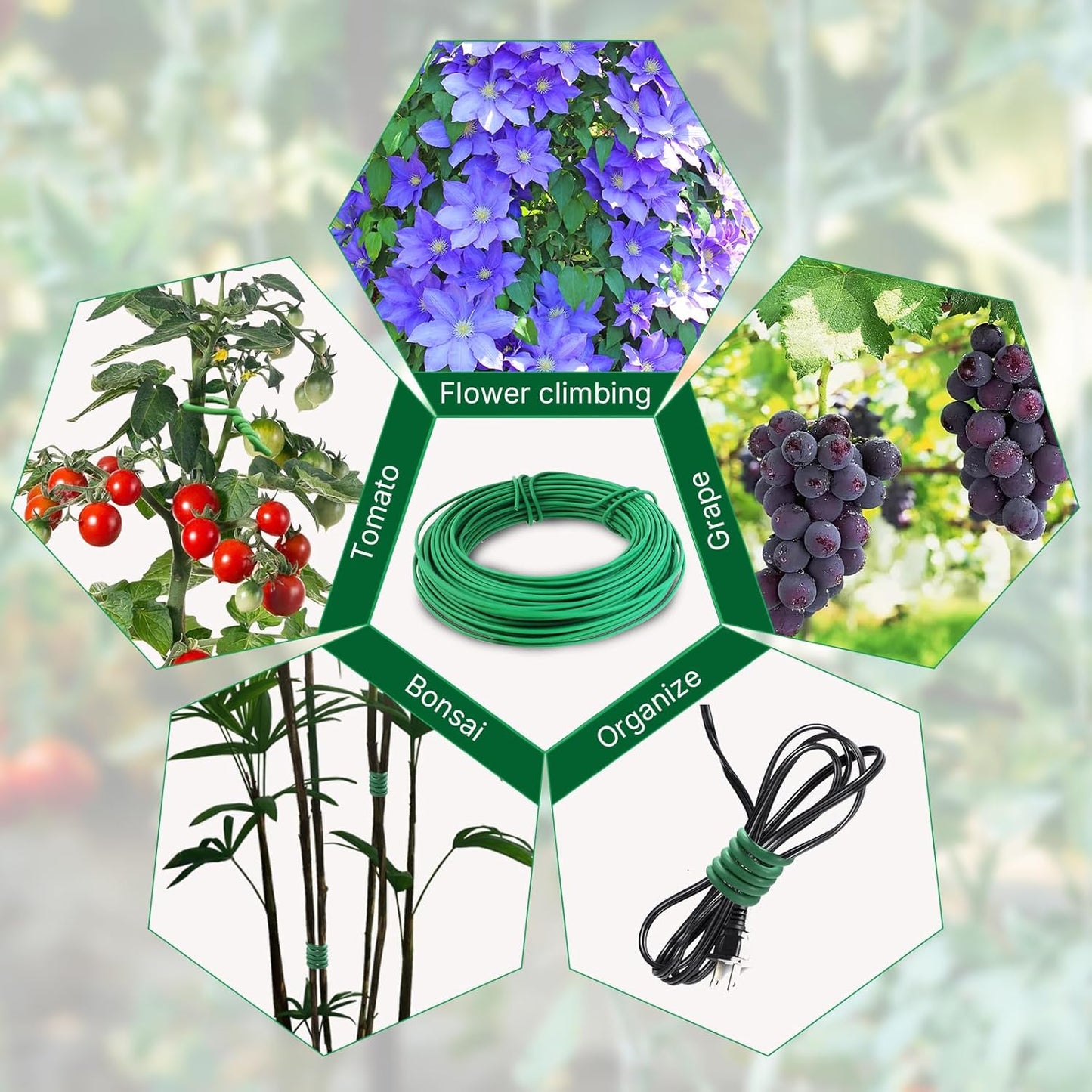 100 Feet Green Soft Plant Tie - 2.5mm Flexible Twist Garden Wire for Climbing Plants, Tomatoes, Bonsai & Office/Home Organizing-VerdiqueGarden