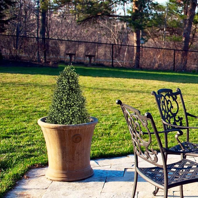 30" Artificial Boxwood Topiary Trees Outdoor Set of 2 - UV Resistant Faux Plants for Front Porch Outside Planter, Realistic Fake Cone-Shaped Bushes & Shrubs 2.5ft-VerdiqueGarden